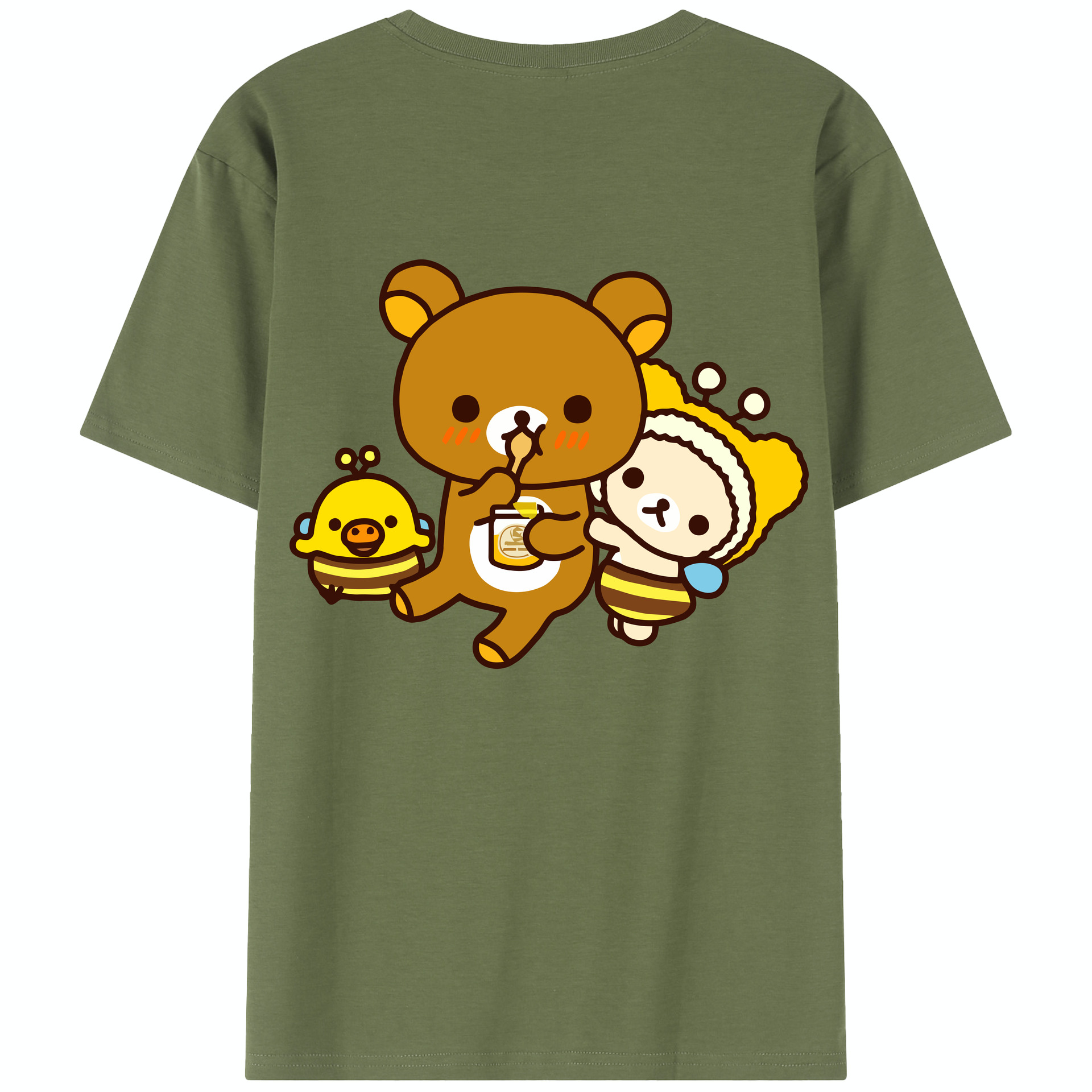 （画像用） リラックマ リラックマ キイロイトリ Rilakkuma Korilakkuma Kiiroitori 綿100％半袖Tシャツ（背面プリント）
